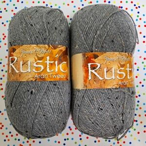 JAMES C. BRETT Rustic Aran Tweed Yarn - Gray NEW IN PKG, 20% Wool